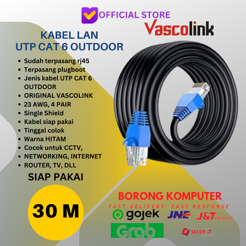 VISCOLINK CAT6 30M OUTDOOR UTP CAT 6 สาย LAN พร้อมใช้งาน