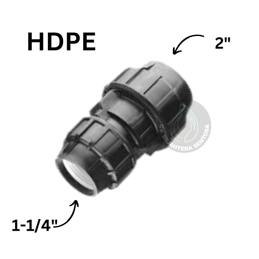 HDPE ลด 63 x 40 RIFFO HDPE Vlok Socket การเชื่อมต่อท่อ HDPE 2" x 1 1/4"