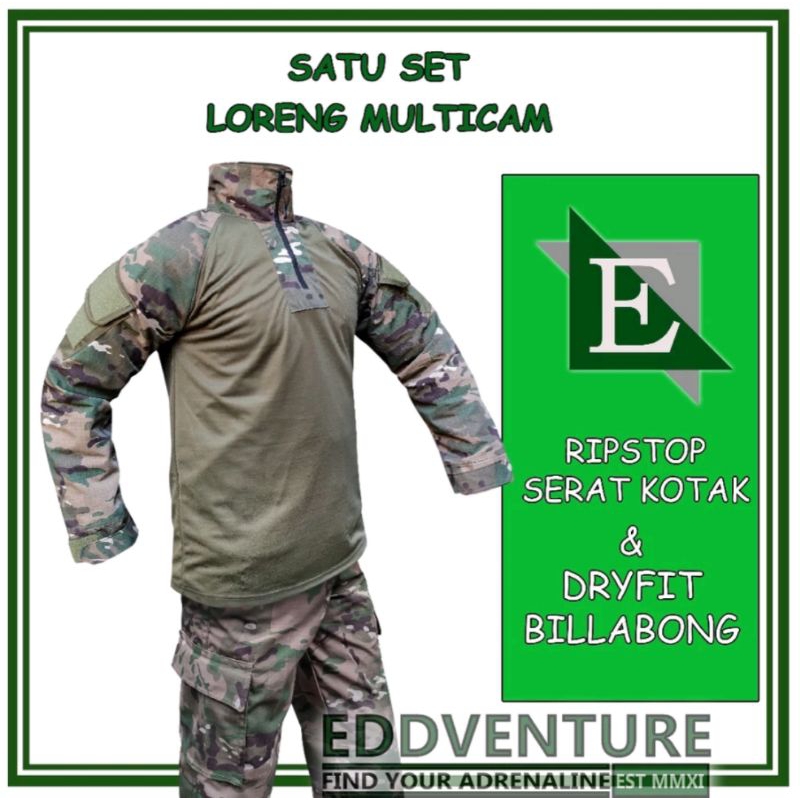 One ชุด Pdl Kargo กางเกงเสื้อผ้า BDU เสื้อแขนยาวลาย Multicam คอเต่า Crewneck สูง Ripstop Tornado Dry