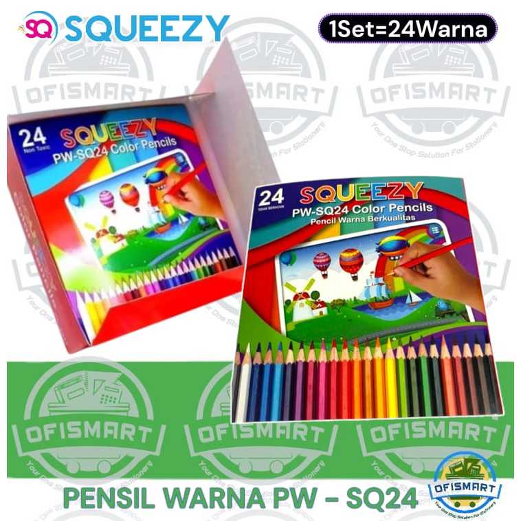 Squeezy Long Color Pencil Color Pencil PW SQ-24 | @1ชุด=24W