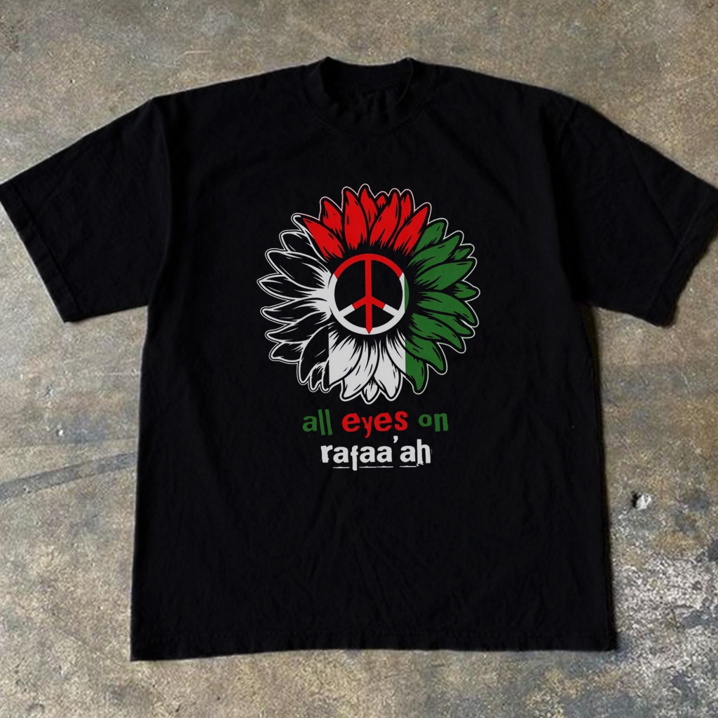 Kampunk tshirt ผู้ชายผู้หญิง streetwear all eye on rafah การออกแบบโพลีเอสเตอร์ระดับพรีเมียม - 042