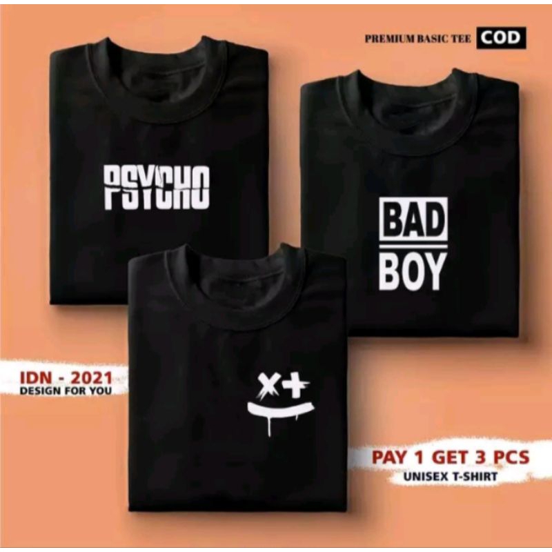 Katun เสื้อยืด 3 ชิ้น / เสื้อยืด distro สําหรับผู้ชาย ผ้าคอตตอน 100% - PRIME-CO