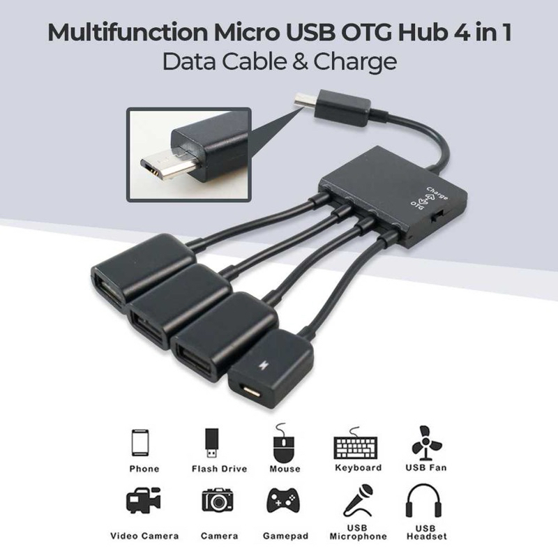 Micro USB OTG Multifunction Hub 4in1 Data Cable & Carge -M3H4