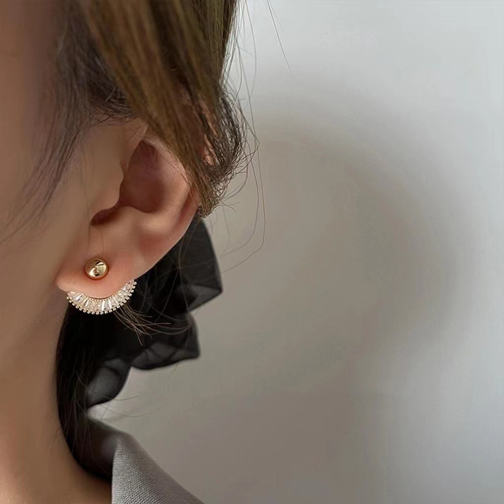 YooHaeng - HELIA ต่างหูห้อยเกาหลี 2-in-1 Blink Rhodium A0158