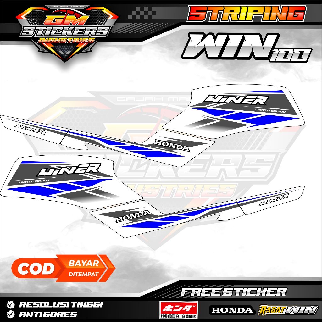 HONDA WIN 100 ALBINO WINER RACING K22 VARIATION STICKER STRIPING