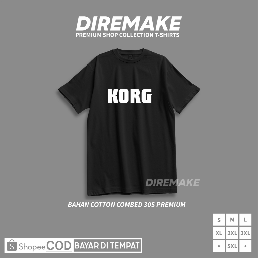 Kaos Casual Unisex Korg Keyboard เสื้อยืดสีดํา - Diremake