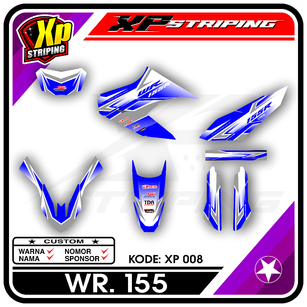 Yamaha Wr 155 Striping - Yamaha Wr 155 Striping Sticker Racing Design XP.08