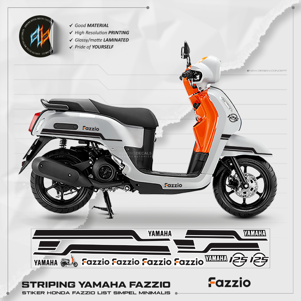 Striping YAMAHA FAZZIO LIST Simple Minimalist โปร่งใส/FAZZIO สติกเกอร์กราฟิก/STRIPE/สต็อก DECAL