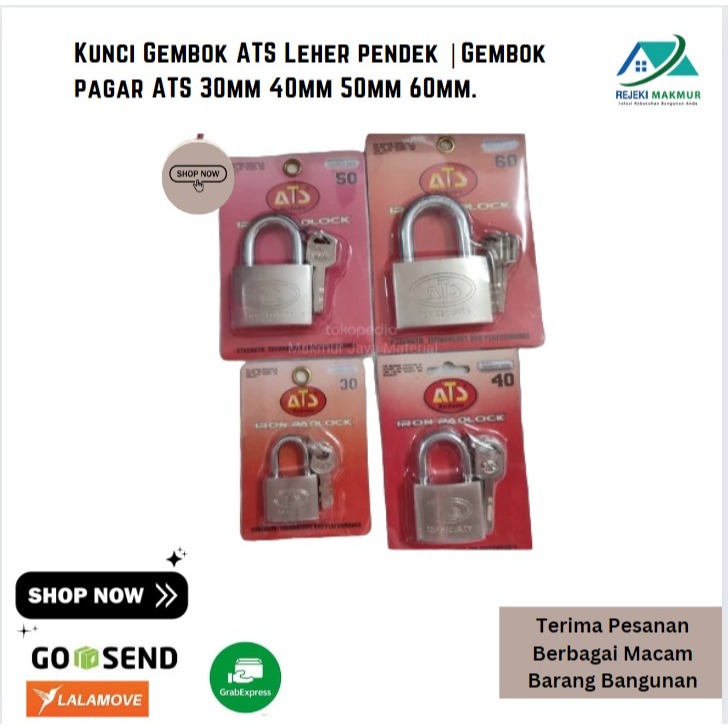 กุญแจคอสั้น ATS |ATS กุญแจรั้ว 30mm 40mm 50mm 60mm.