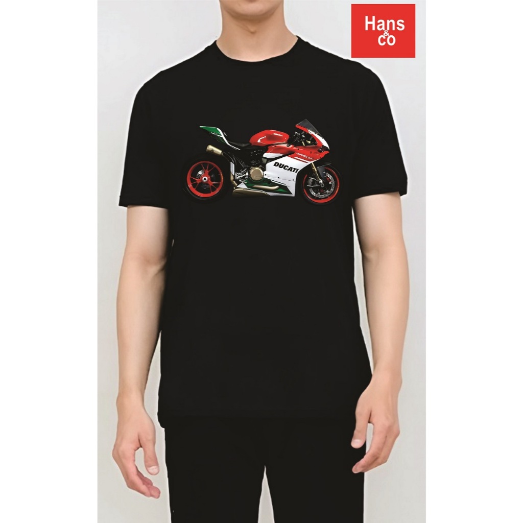 เสื้อยืดผู้ชาย 3D พรีเมี่ยม Unisex พร้อม Dukati Sport Motorcycle Motif H0440 By Hans & Co