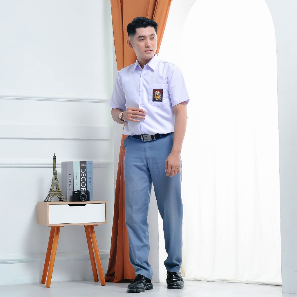 KEMEJA ARFALO - ชุดเครื่องแบบนักเรียนมัธยม เสื้อโอซิสแขนสั้นสีขาว