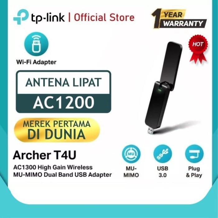 TP-LINK T4U AC1300 อะแดปเตอร์ USB Dual Band ไร้สาย Archer