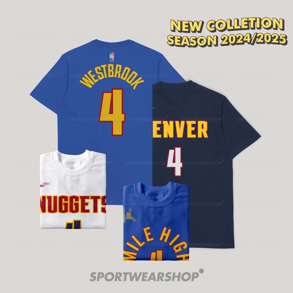 Denver Nuggets Russell Westbrook เสื้อบาสเก็ตบอล NBA เสื้อยืดผู้ชายผู้หญิง NBA Tshirt บาสเกตบอล jers