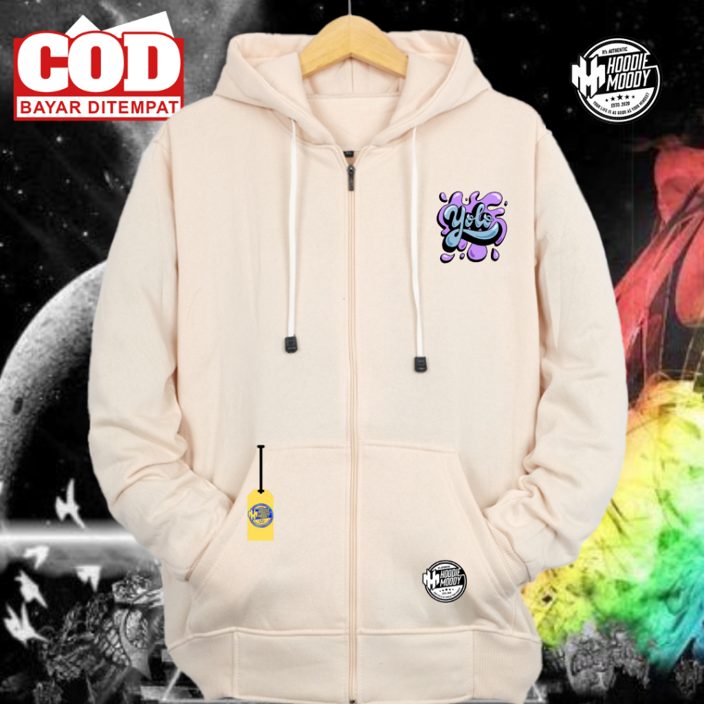 Hoodie Jacket Zipper Zipper Sweater yolo suiter Front Zipper Mens Sweater สีดําหนา