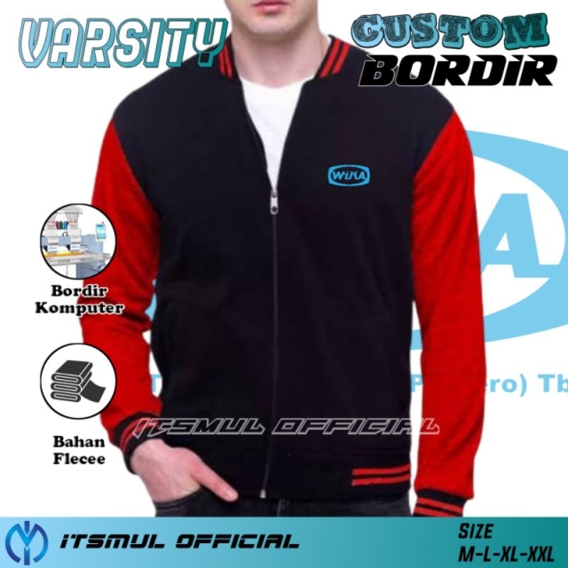 WIKA เสื้อแจ็คเก็ตปักเบสบอล Varsity WIKA เสื้อแจ็คเก็ตปัก