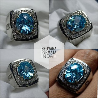 CINCIN BATU BLUE TOPAZ SWISS FULL CUTTING ASLI SUFER&MEWAH
