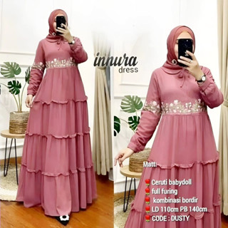 Gamis Terbaru INNURA Dress MC Material CRINKLE AIRFLOW Ld 110cm M L XL และ XXL Gamis Dress เสื้อผ้ามุสลิม ผู้ใหญ่ ผู้หญิง ธรรมดา Sage Dusty Mocca สี ล่าสุด ผู้หญิง Gamis Jumbo นําเข้า ร่วมสมัย ชุดเดรสหรูหรา ปาร์ตี้ สไตล์เกาหลี