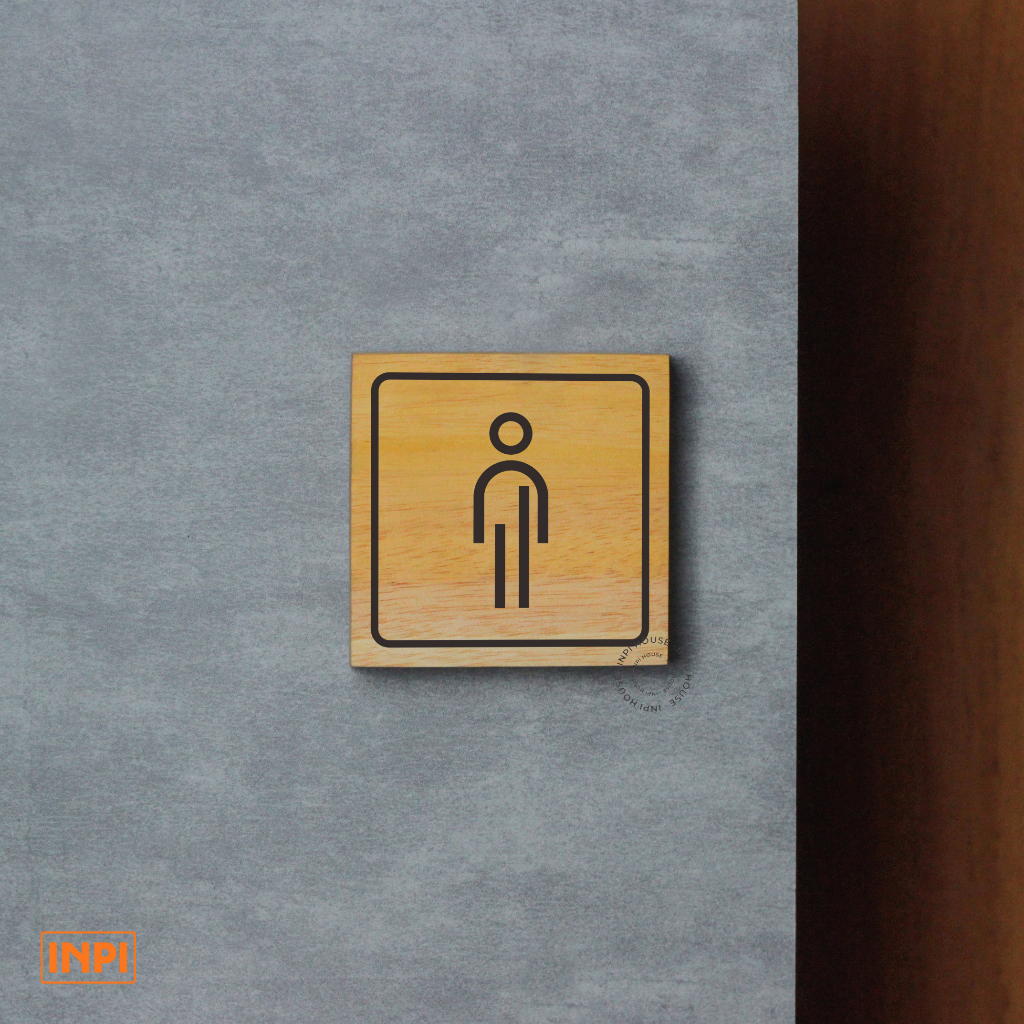 INPI HOUSE Signage Mens Toilet - ป้ายโลโก้โถสุขภัณฑ์ผู้ชาย - ไม้