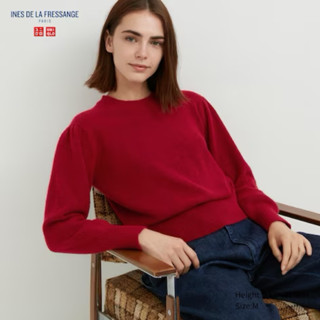 Uniqlo เสื้อกันหนาว คอกลม แขนพัฟ (ยาว) INES DE LA Moslemange สําหรับผู้หญิง