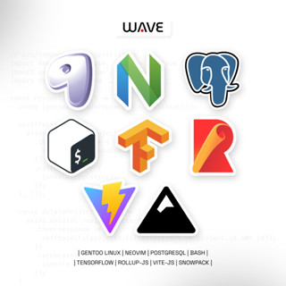 สติกเกอร์ไวนิล กันน้ํา สําหรับตัดโปรแกรม - Rollup Vite JS Snowpack Tensor Flow Neovim Bash Unit