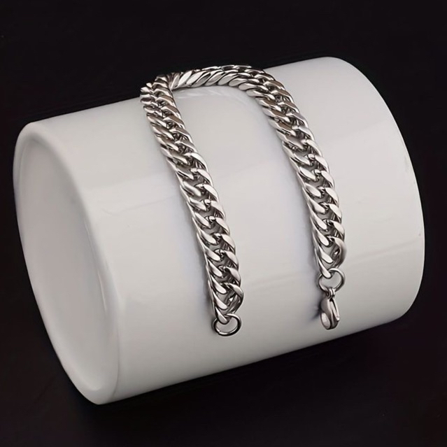 PUNK STYLE SILVER TITANIUM BRACELET/MAHO MENS BRACELET