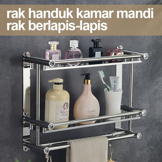 Rak Sabun Dinding Kamar Mandi Rak Toilet Rak Gantung Stainless Rak Handuk Sabun Serbaguna Rak Handuk Tempel