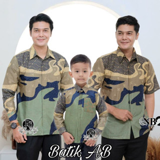 เสื้อเชิ้ตแขนยาว ผ้าฝ้าย สีเขียว แฟชั่นคู่รัก สําหรับเด็ก