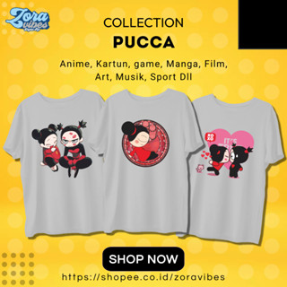 เสื้อยืด ลาย Pucca สําหรับเด็ก และผู้ใหญ่