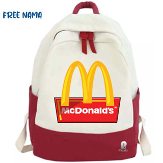 Mcd MCDONALDS UNISEX กระเป๋าเป้สะพายหลัง กระเป๋านักเรียน (ฟรีชื่อ)