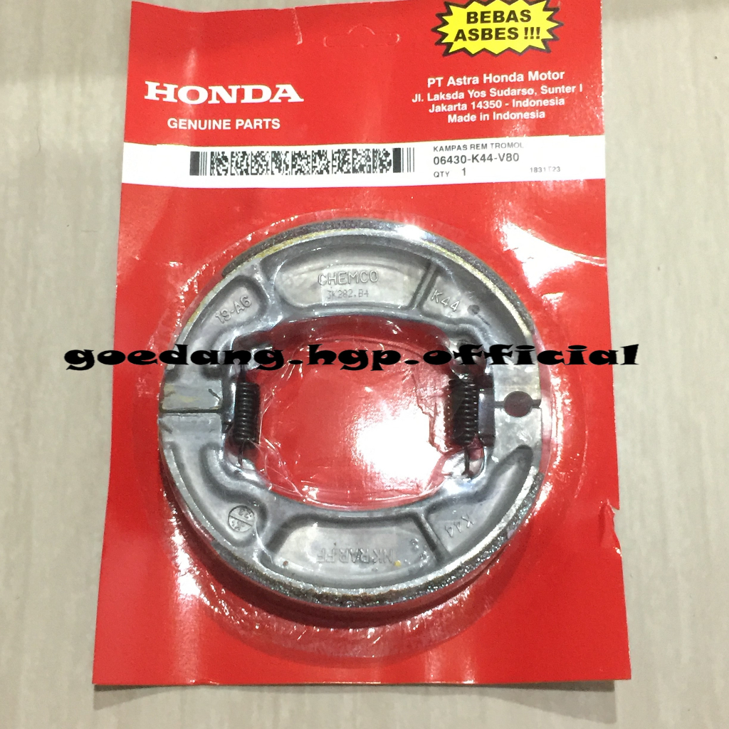 ชุดรองเท้าเบรค / ผ้าเบรคหลังและสปริงสําหรับรถจักรยานยนต์อัตโนมัติฮอนด้า ORIGINAL AMH 06430K44V80