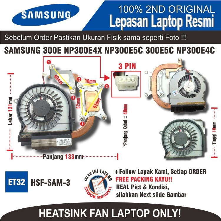ET32 HSF-SAM-3 ฮีทซิงค์ SAMSUNG 300E NP300E4X NP300E5C 300E5C NP300E4C