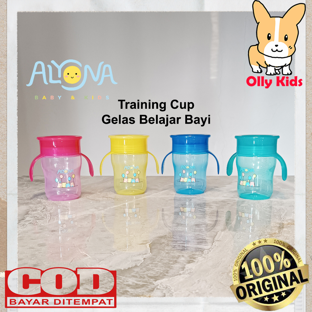 OLLYKIDS ALYONA AL-024 TRAINING CUP PREMIUM 240ML/ 8oz CUP 360° CHILDRENS GLASS LEARNING TO DRIN