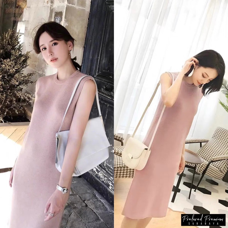 MAUVE KNIT MIDI DRESS