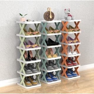 rak sepatu susun zigzag tempat penyimpanan sepatu