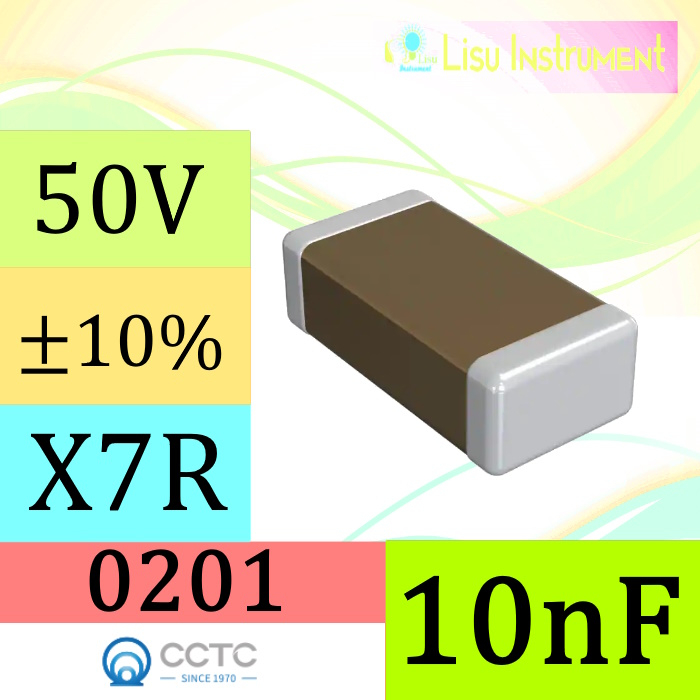 10nF ±10% 50V X7R 02001 0603(mm) ตัวเก็บประจุเซรามิกหลาย SMD MLCC SMT CCTC TCC0201X7R103K500ZT