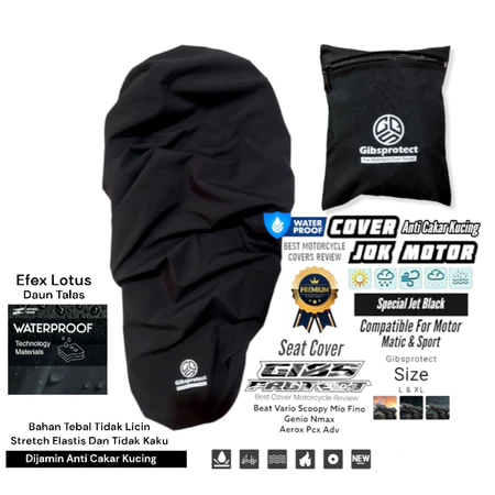 กันน้ําผ้าคลุมเบาะรถจักรยานยนต์พิเศษ Jet Black Lotus พิเศษผ้าคลุมเบาะรถจักรยานยนต์ Beat Vario Scoopy Fino Xride Mio Xeon