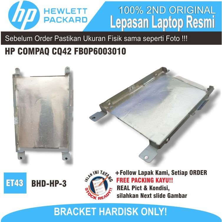 ET43 BHD-HP-3 HP COMPAQ แล็ปท็อป HARDISK BRACKET CQ42 CQ71 CQ61 G71 G42 FB0P6003010 FB0P6002010