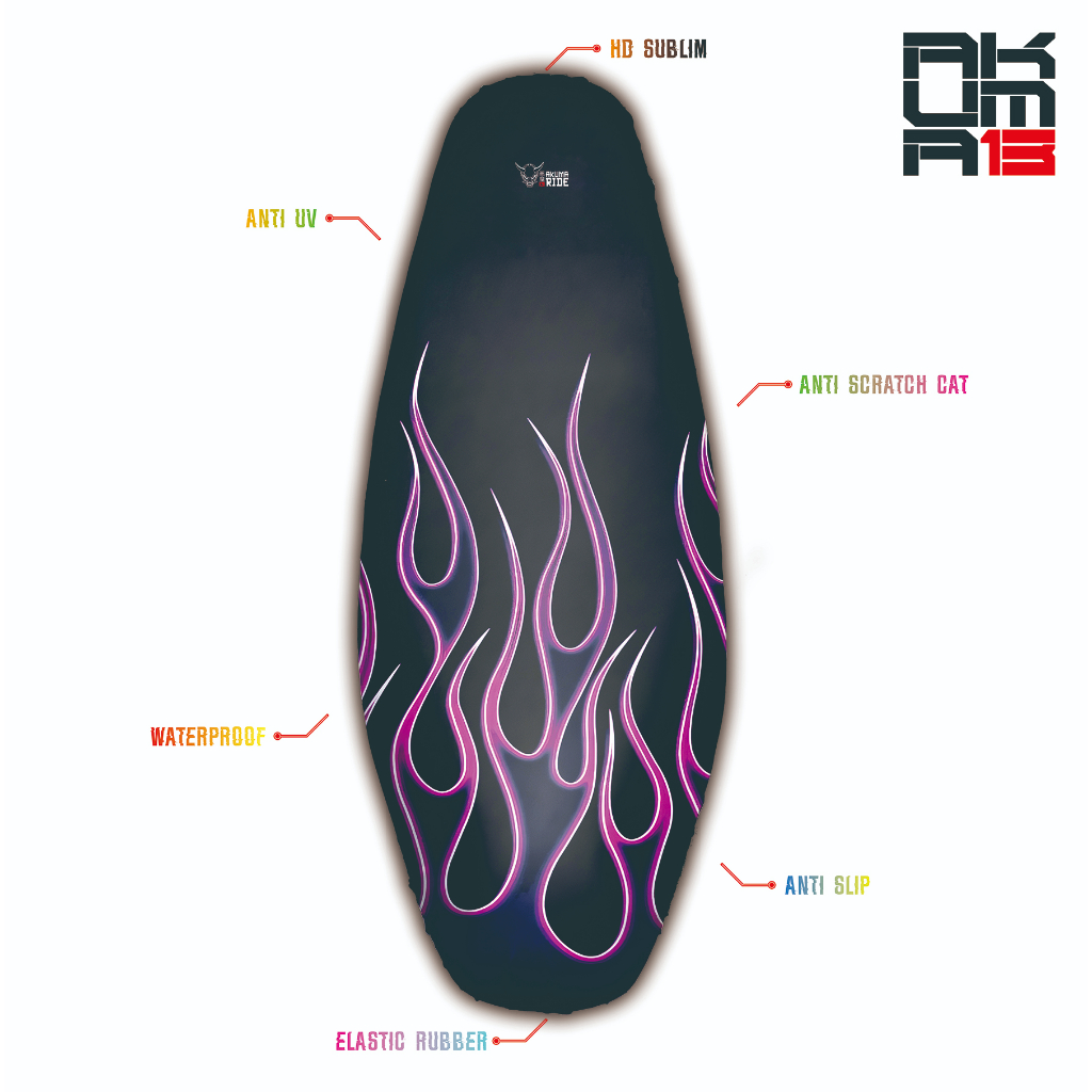 ผ้าหุ้มเบาะมอเตอร์ไซค์ - Akuma Seat Cover - Akuma Flame