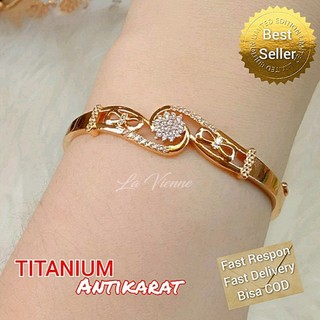 La Vienne - Anastasia Favorite Collections - Gelang Titanium Wanita Anti Karat Korean Style Aesthetic - Perhiasan Bangle Perempuan Mewah dan Elegan