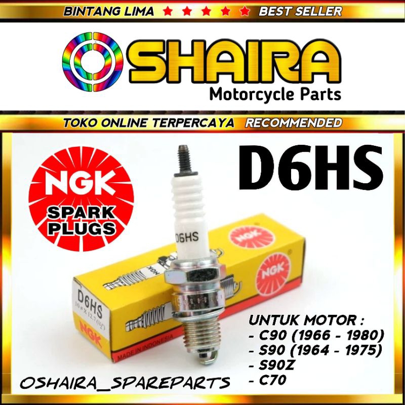 NGK D6HS/D6HA SPARK PLUG HONDA C90/BEBEK LARGE THAD S90 S90Z BORING BUDI D6HS SPARK PLUG BORING D6HS