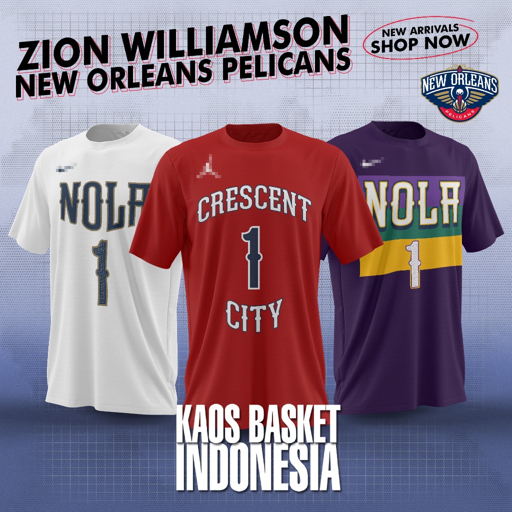 เสื้อบาสเก็ตบอลสําหรับผู้ชายและผู้หญิง NBA เสื้อยืดบาสเก็ตบอล New Pelicans No. 1 เสื้อยืดบาสเก็ตบอล 