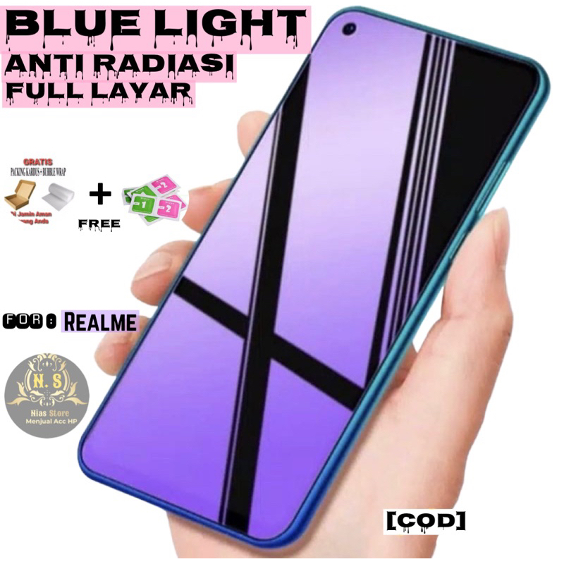 LAYARกระจกนิรภัยสีฟ้าป้องกันรังสีRealme 14 14T 13 13 + 12 + 11 11 NFC 10 9 9 PRO 9 PRO + 8 8i 8 Pro 