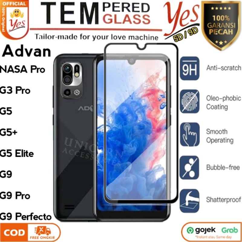 ป้องกันรอยขีดข่วน Advan NASA G3 Pro G9 4K Power Perfecto G5 Plus G5 Elite กระจกนิรภัย YES เต็มกาวกระ