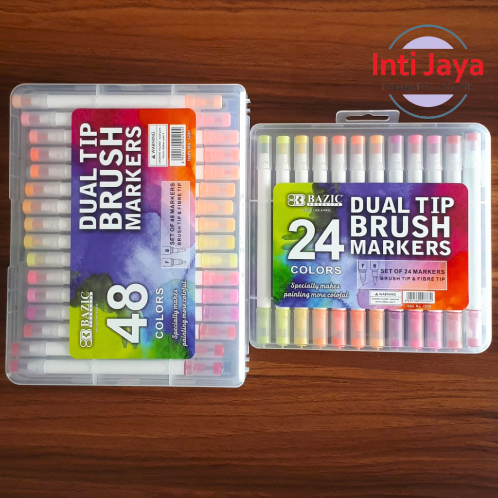 Bazic Colours Dual Tip Brush Markers 24/48