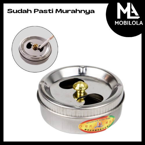 MOBILOLA - ที่เขี่ยบุหรี่บุหรี่สแตนเลสแบบปิดแบบหมุนได้แบบพกพา - JL032 - สีเงิน