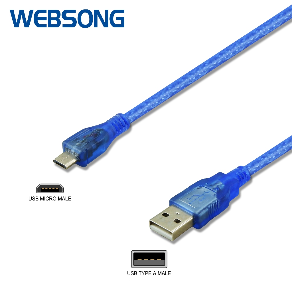 สาย USB A Male to USB Micro B Male 30CM, 1.5M, 3M, 5M WEBSONG