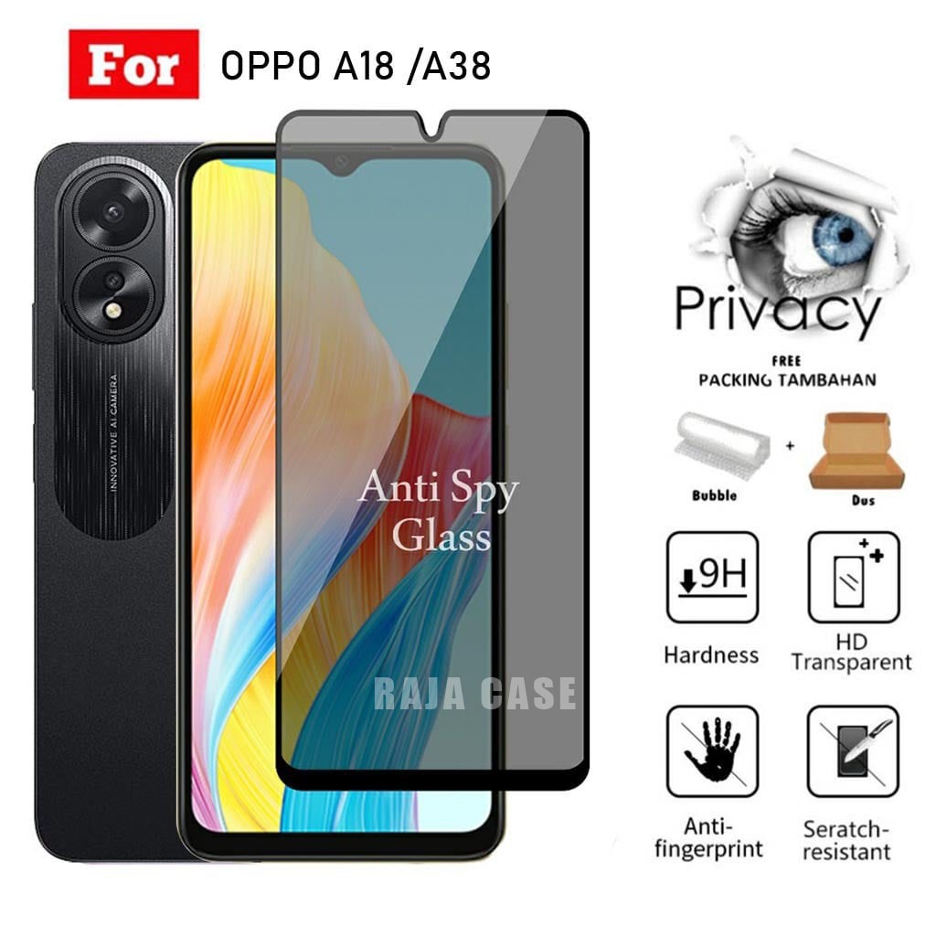 LAYAR กระจกนิรภัย SPY OPPO A18 A38 - A18 A38 ตัวป้องกันหน้าจอโทรศัพท์มือถือ