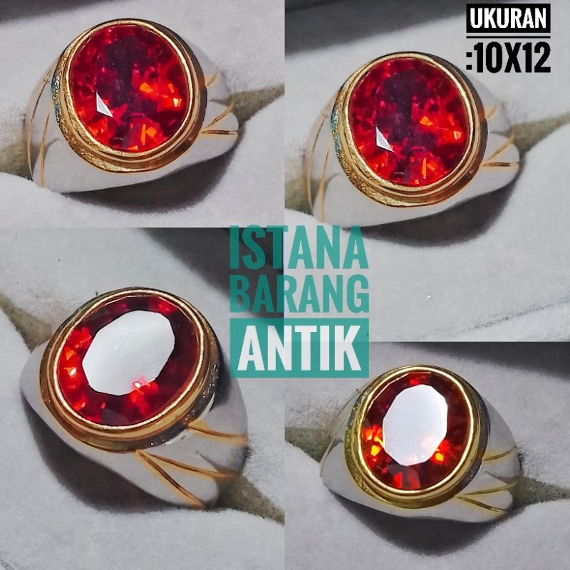 LUXURY RED GARNET CUTTING SUFER STONE RING