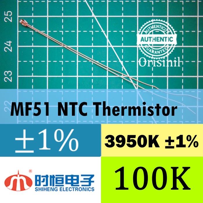 100kΩ ±1% 3950K ±1% 35mW MF51B NTC Thermistor เซ็นเซอร์อุณหภูมิแก้ว Encapsulated Shiheng Original 10