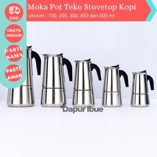 MESIN MOKA POT TOOVETOP ESPRESSO COFFEE MAKER MANUAL STAINLESS 100 ML